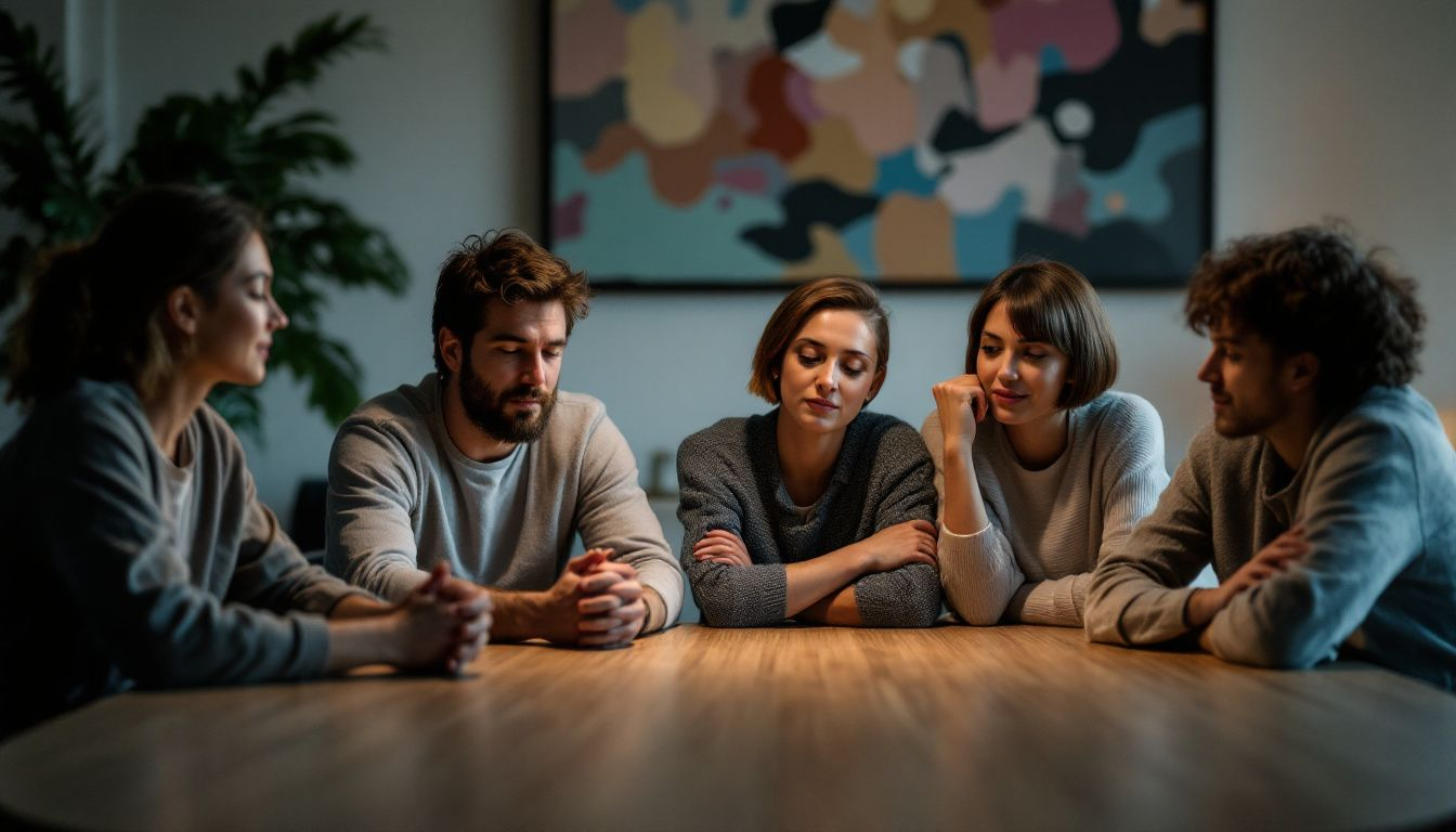 A supportive group therapy session focusing on mental health.