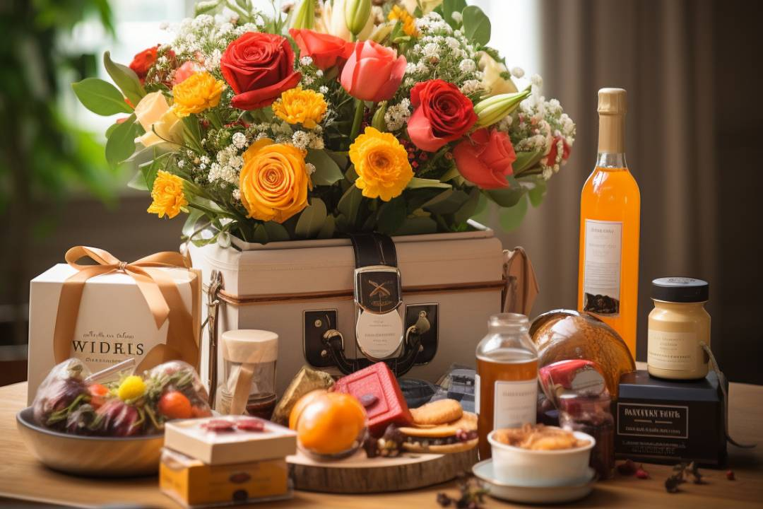 A gift hamper with a variety of gourmet food items, life deserves best gifts from Flower Guy
