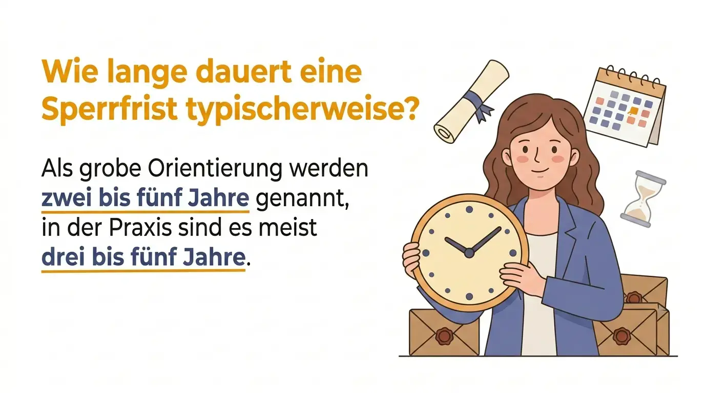 Orientierungswerte für die Sperrfrist: typischerweise zwei bis fünf Jahre, in der Praxis meist drei bis fünf Jahre