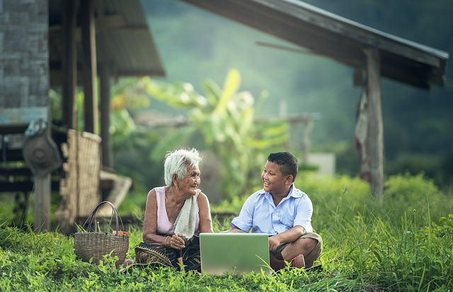 grandmother, kids, laptop, monthly expenses, same page, money left