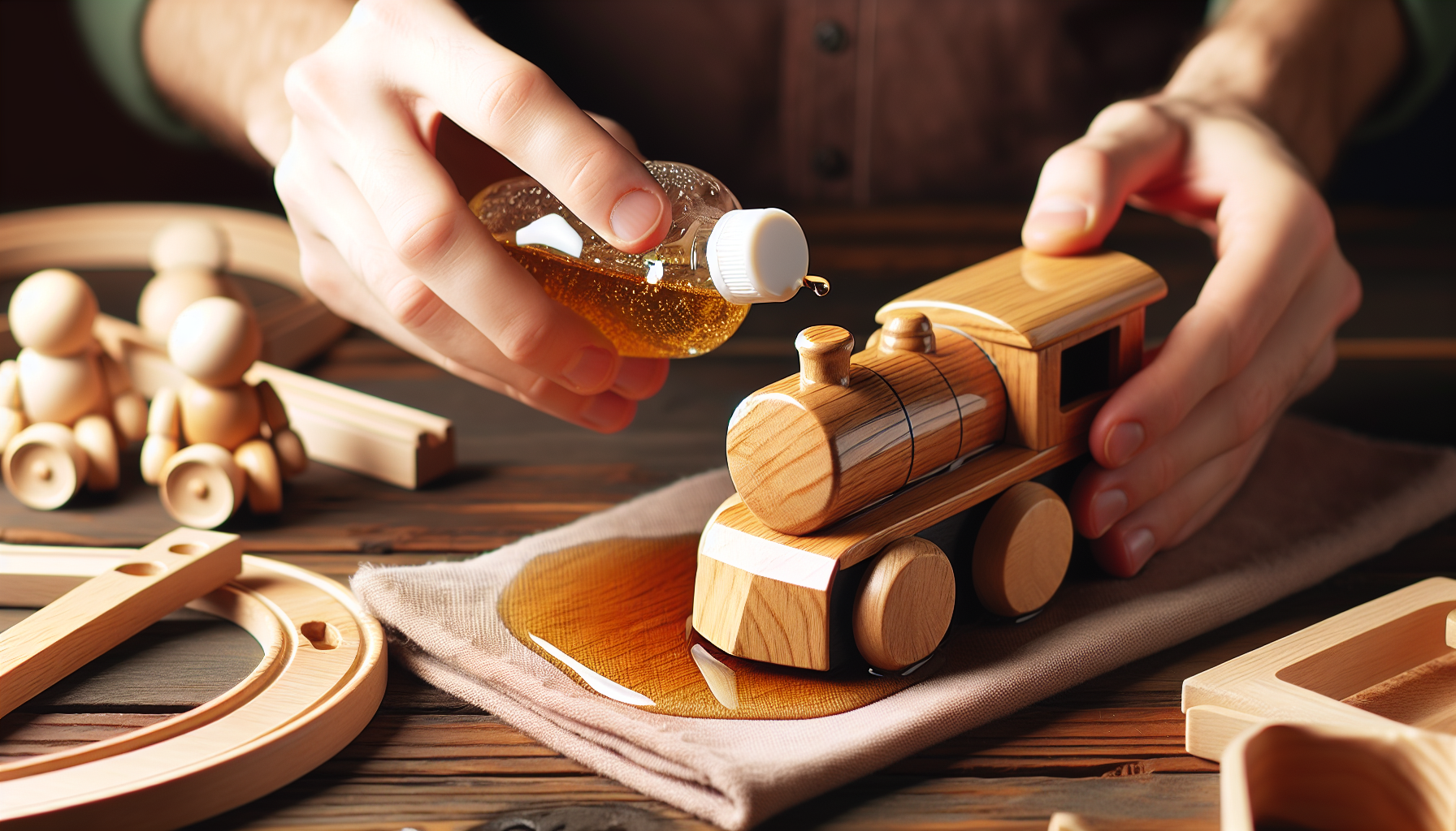 Moisturizing wooden toys with non-toxic oils