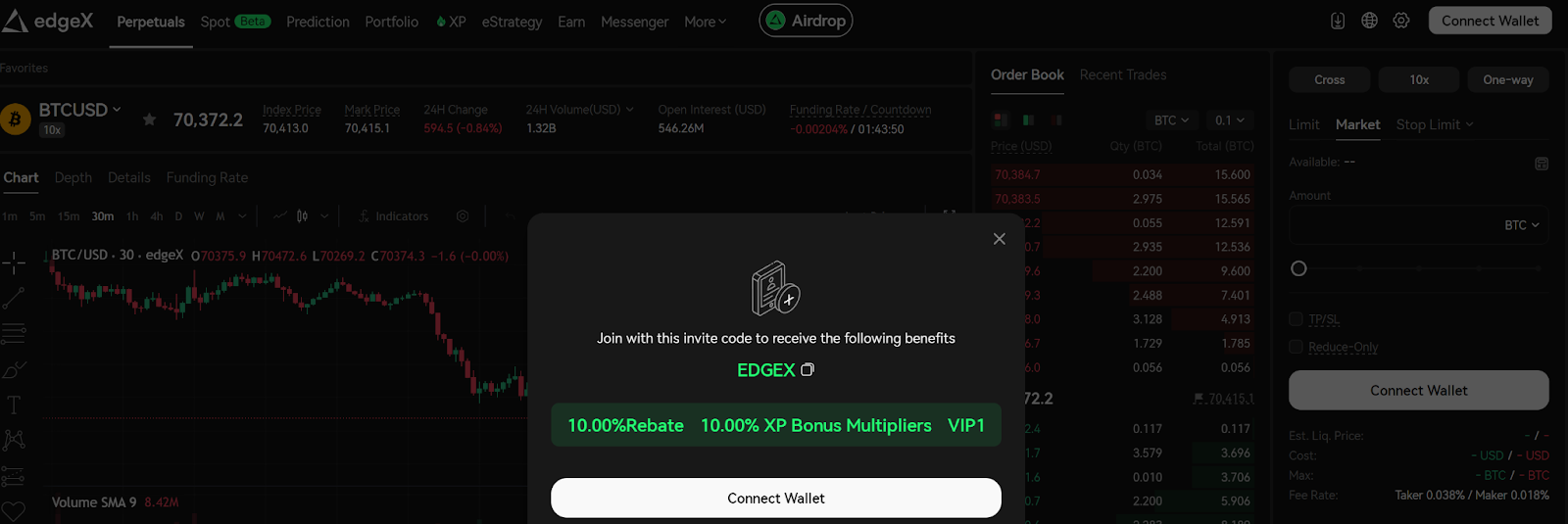 Step 1: Visit EdgeX and Connect Your Wallet