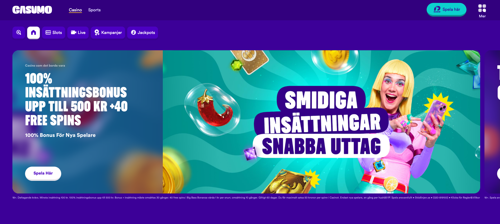 Casumo startsida