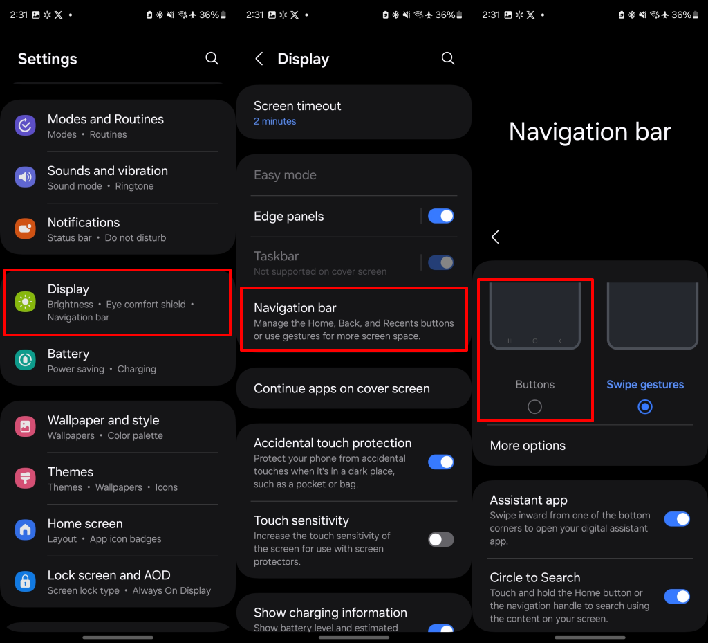 Steps to turn off swipe gesture navigation in Android