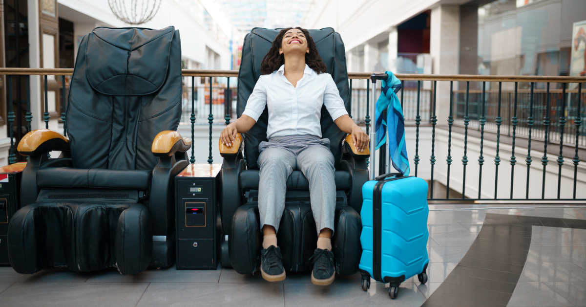 Image of a person enjoying a zero gravity massage chair.