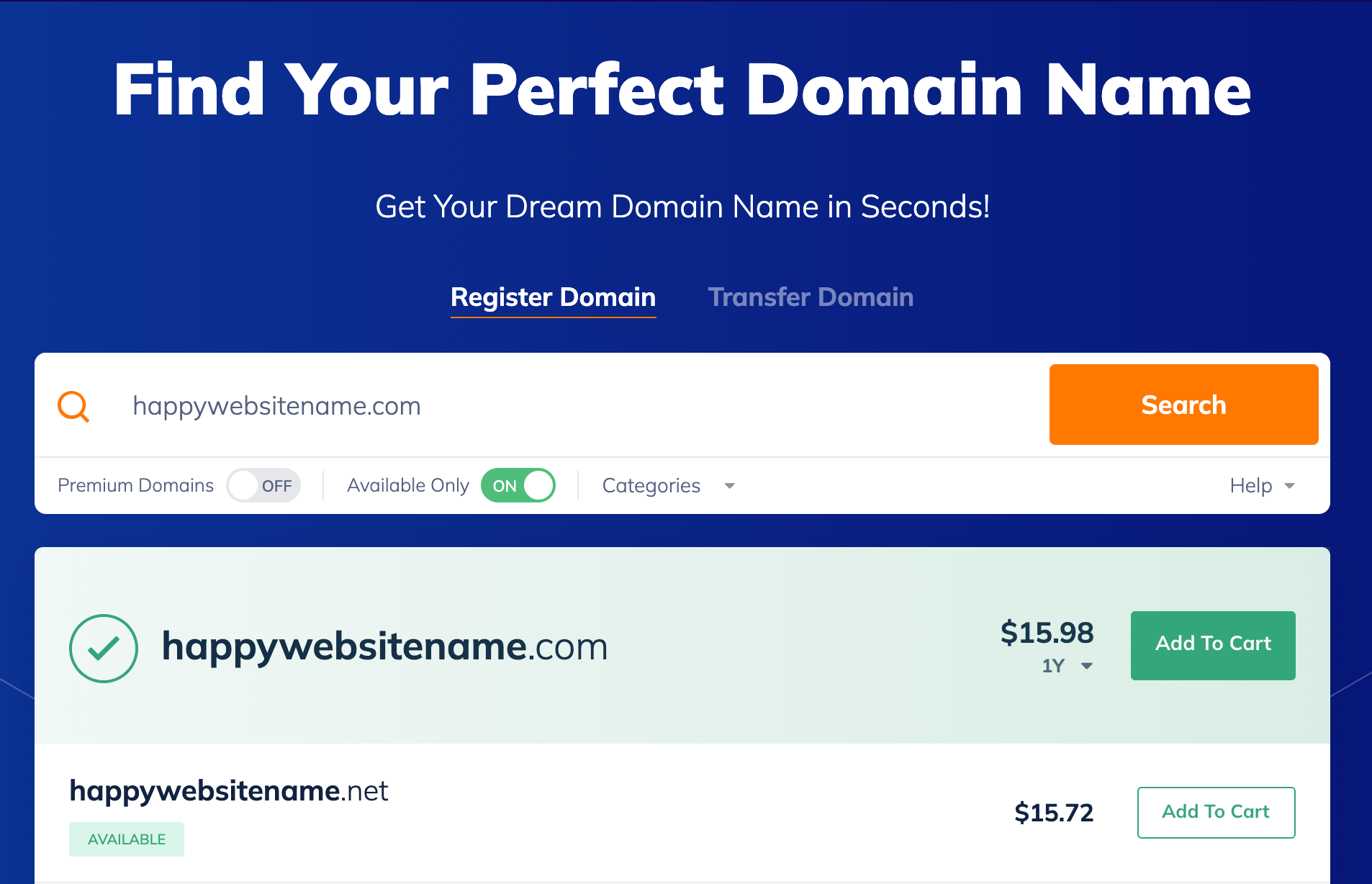 You can search for available domain names through website hosting services like NameHero.
