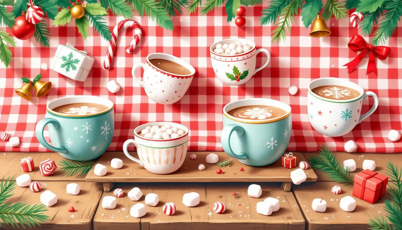 Decorating ideas for a festive hot chocolate display.