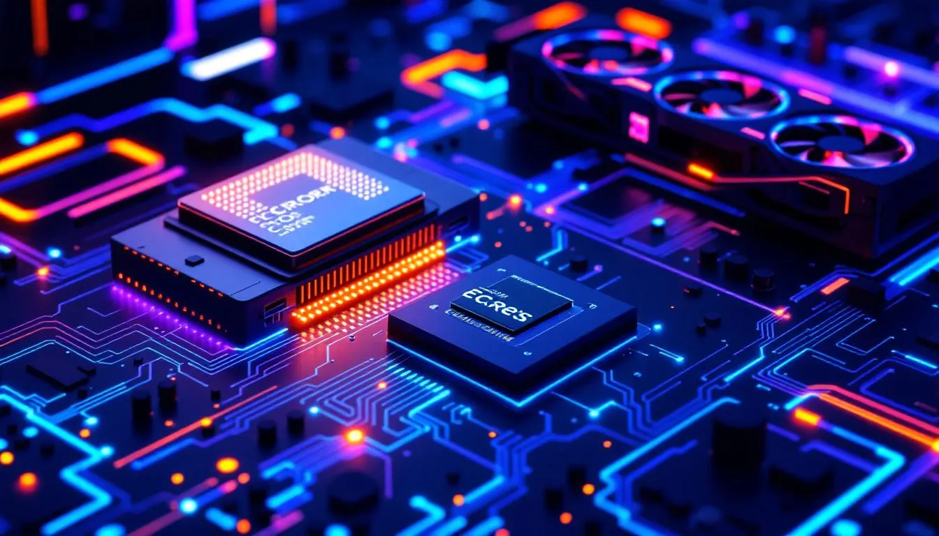 Wichtige Hardwarekomponenten f&uuml;r die Videobearbeitung, einschlie&szlig;lich Prozessor und Grafikkarte.