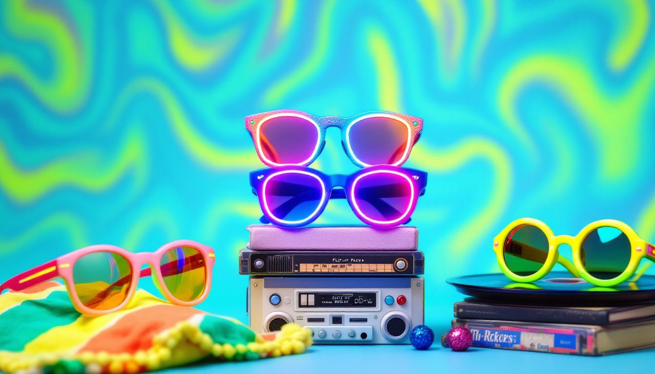 Various models of flip up sunglasses displayed together.