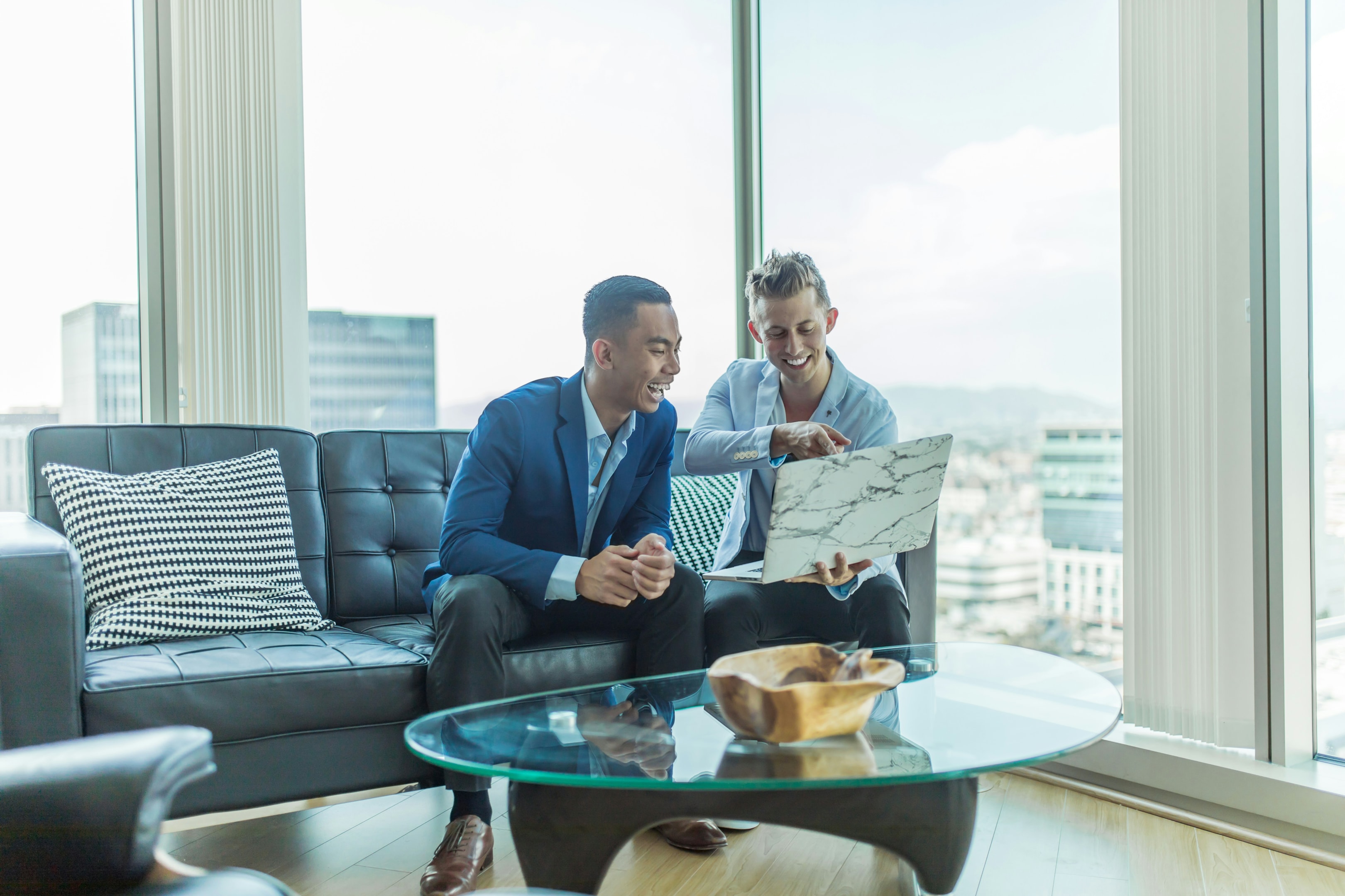 Real estate investor and agent review potential investments in New Jersey.