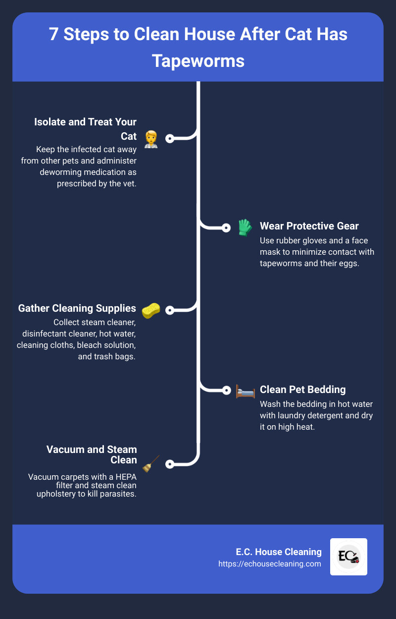 7 Steps to Clean House After Cat Has Tapeworms - how to clean house after cat has tapeworms infographic infographic-line-5-steps