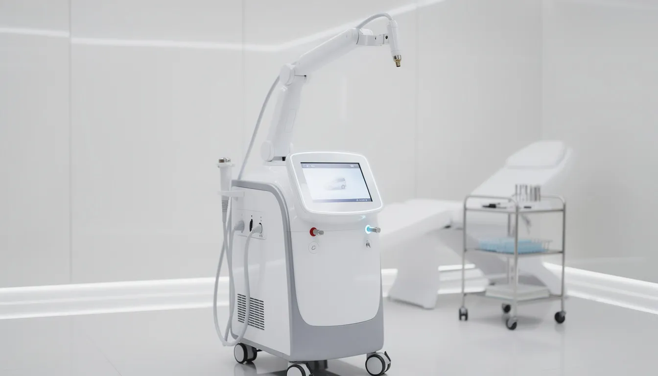 Nowoczesne urządzenie laserowe stosowane w dermatologii estetycznej, które służy do skutecznego leczenia trądziku, w tym trądziku młodzieńczego oraz blizn potrądzikowych. Urządzenie emituje światło lasera, które pomaga w redukcji stanów zapalnych i poprawie ogólnej kondycji skóry.