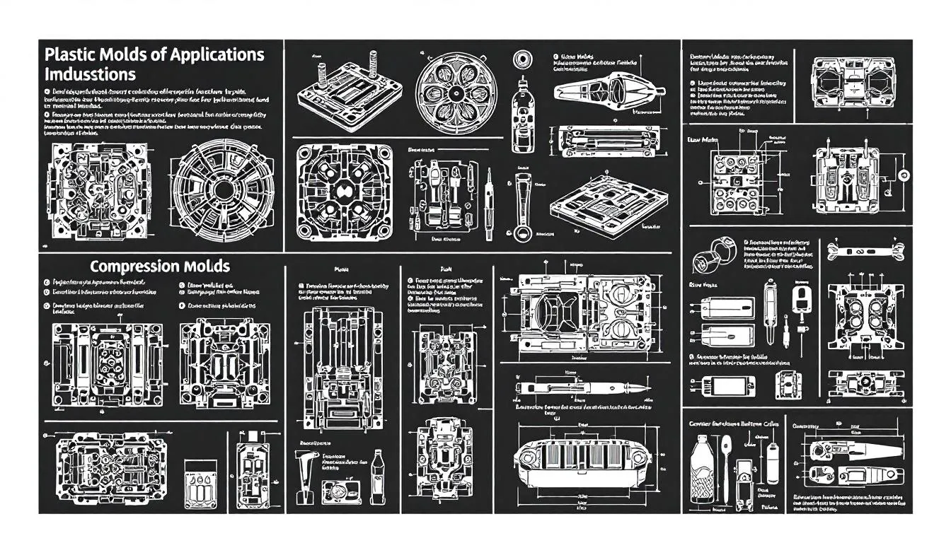 Examples of applications of plastic molds in various industries.