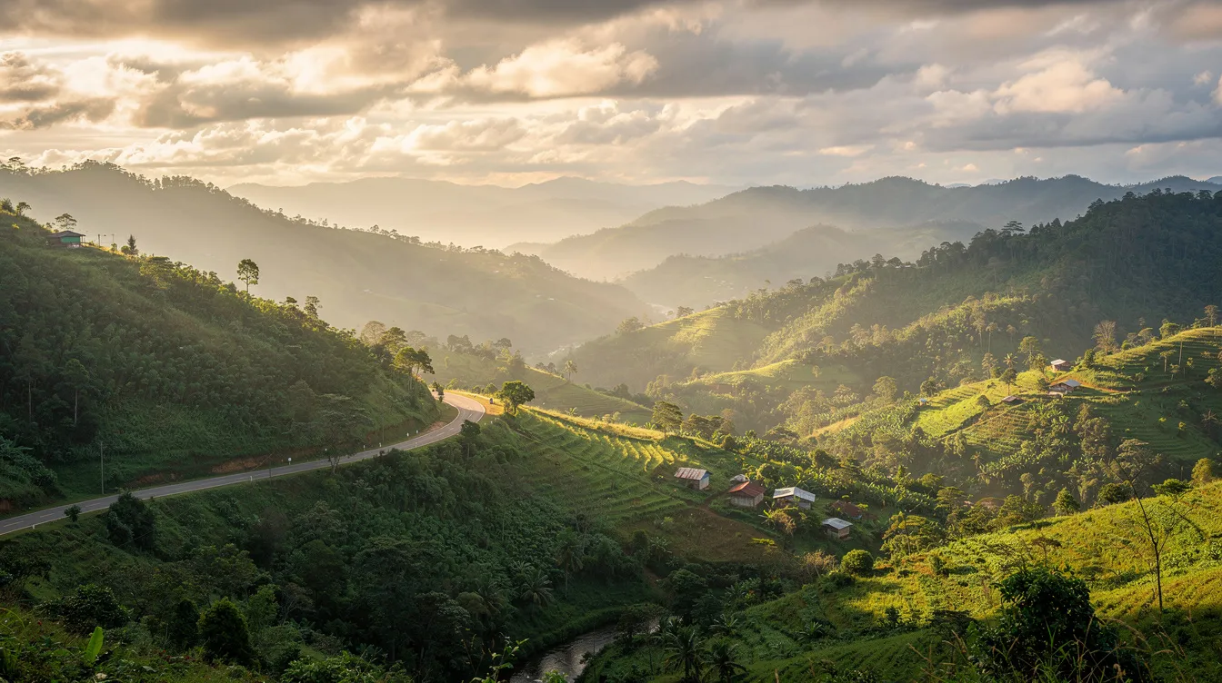 344bf611 a70b 42a0 85f1 9e6fd74563b6 The image captures a scenic view of lush green hills and valleys in Mizoram, showcasing winding roads that weave through the landscape. This picturesque setting reflects the local culture and the natural beauty of Northeast India, highlighting the region's potential for eco-tourism and business opportunities for aspiring entrepreneurs.