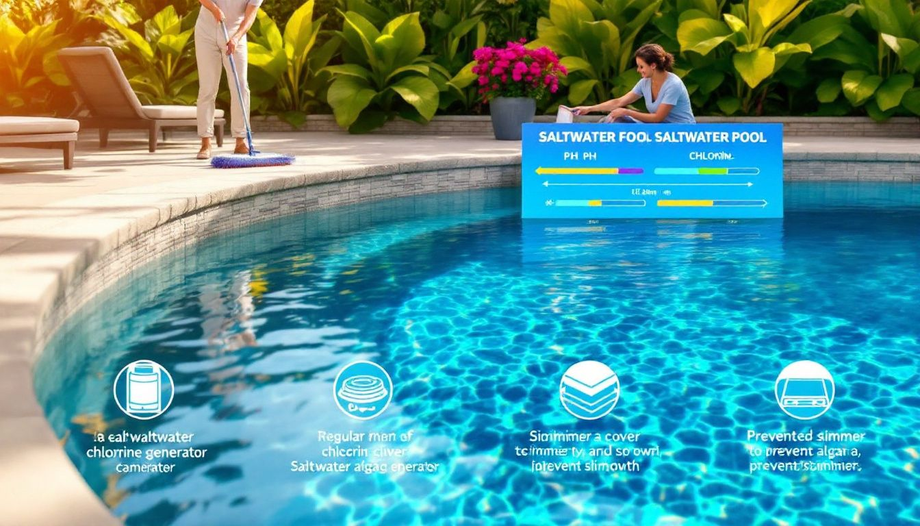 A saltwater pool setup, illustrating special considerations for algae prevention.