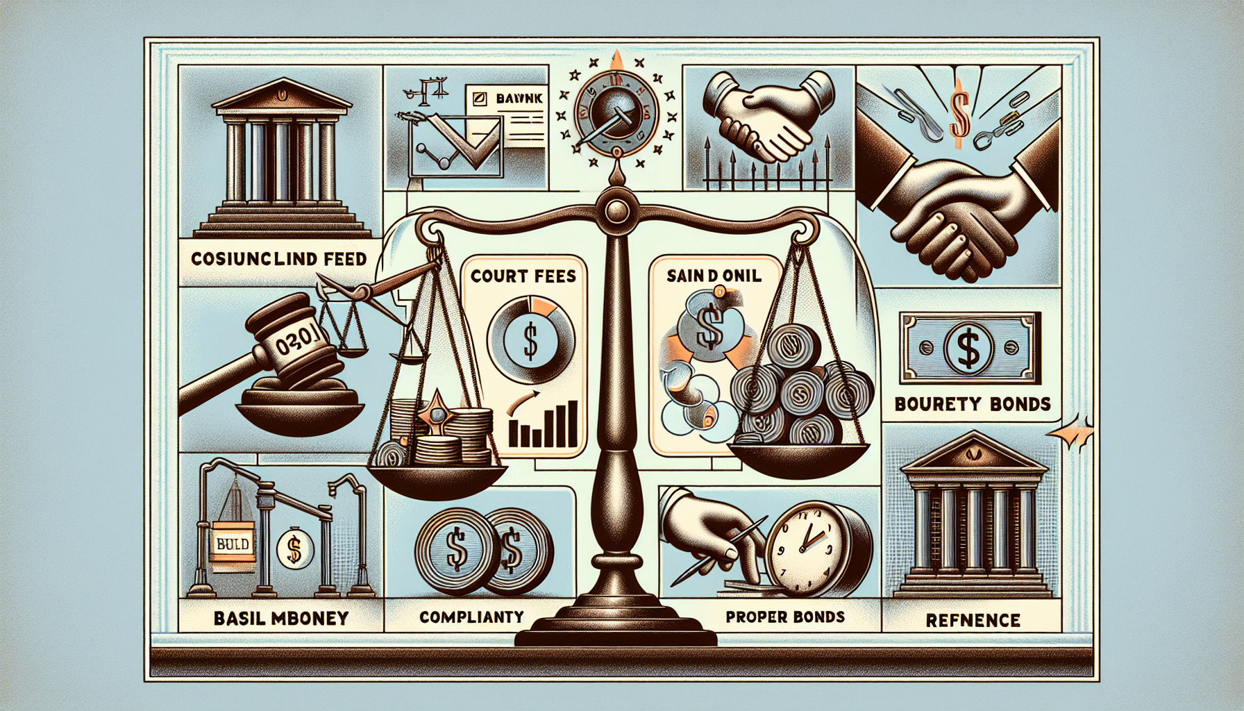 An illustration depicting factors affecting bail money refund.