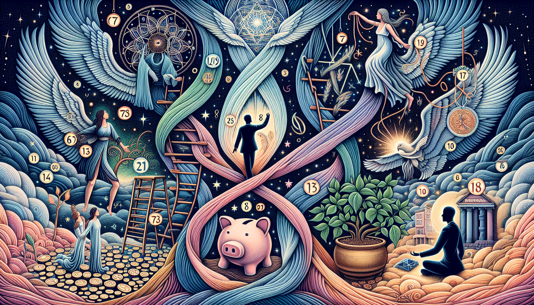 Illustration of angel numbers influencing different aspects of life