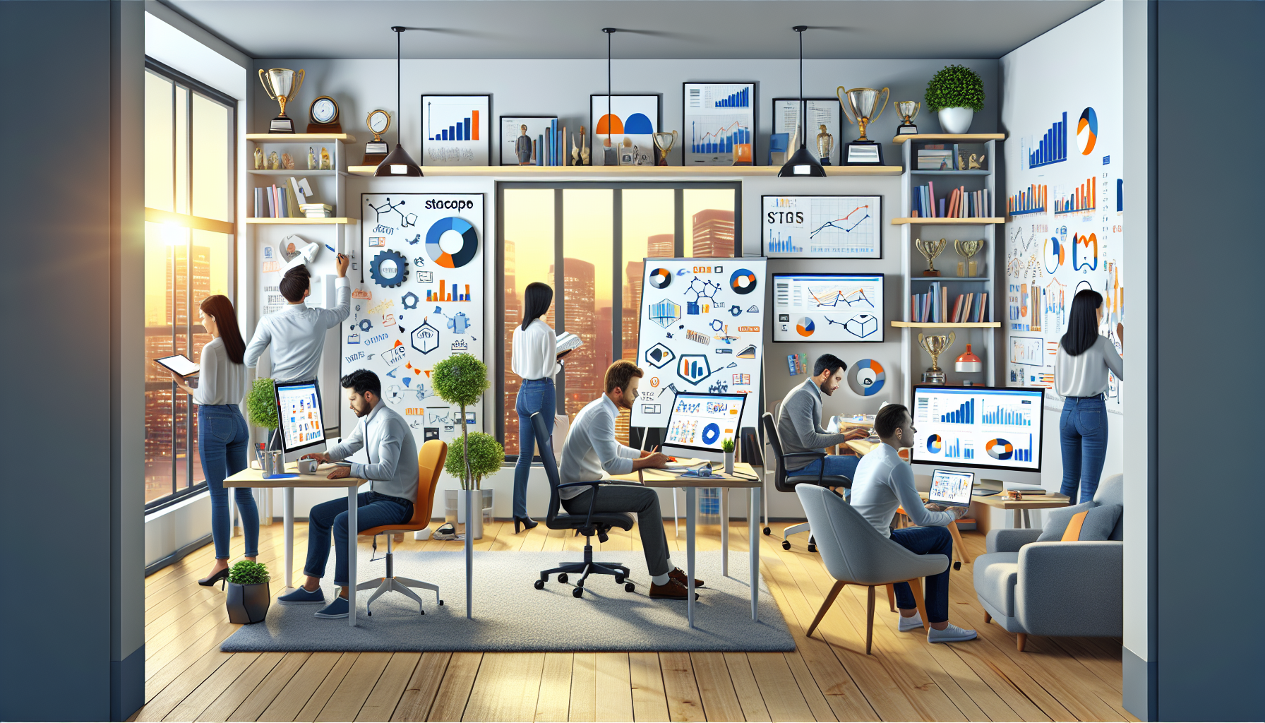 Illustration of introverted digital marketers achieving success
