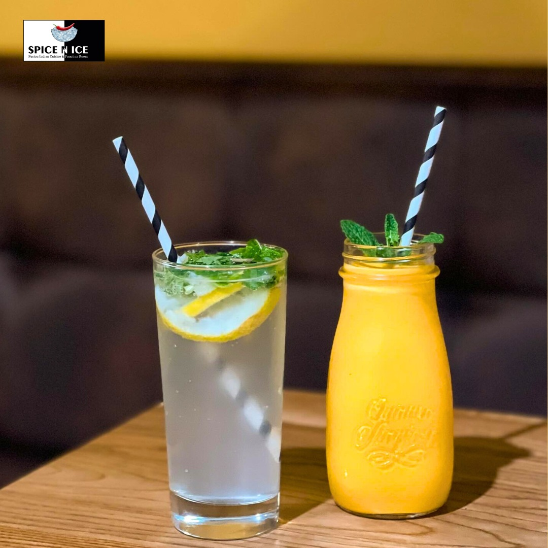 Refreshing lassi and zesty lemon water - perfect thirst-quenchers for a hot day!
