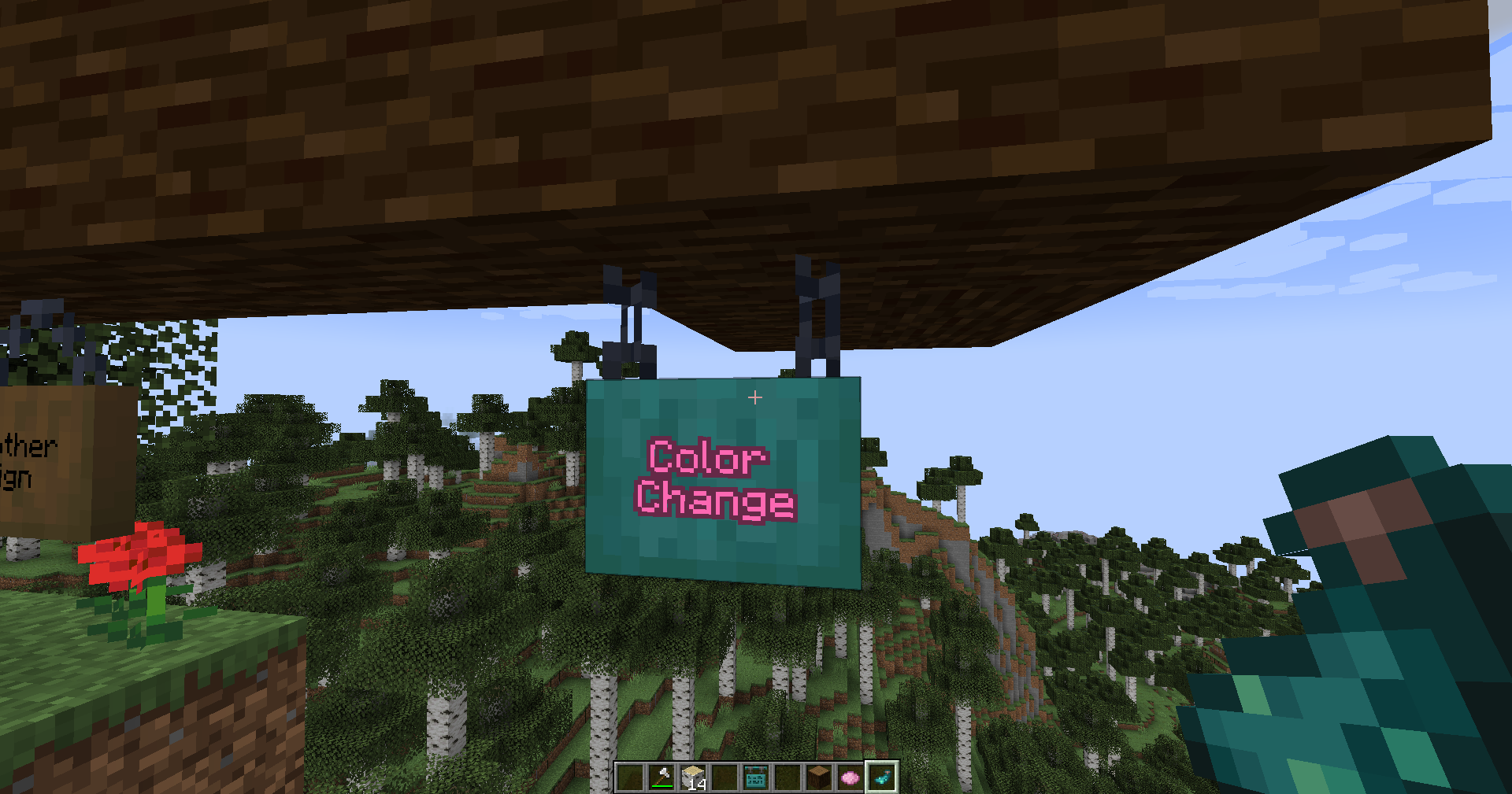 A Warped Hanging Sign.