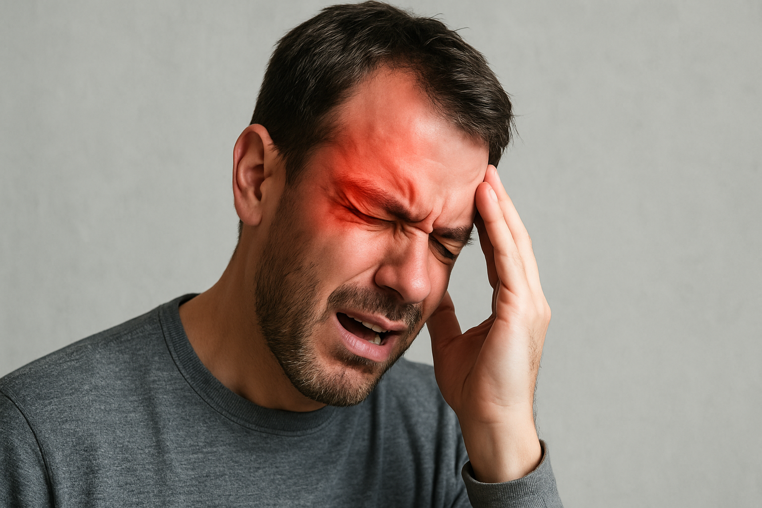 Mann med intens smerte rundt øyet – behov for rask behandling med oksygen eller triptan.