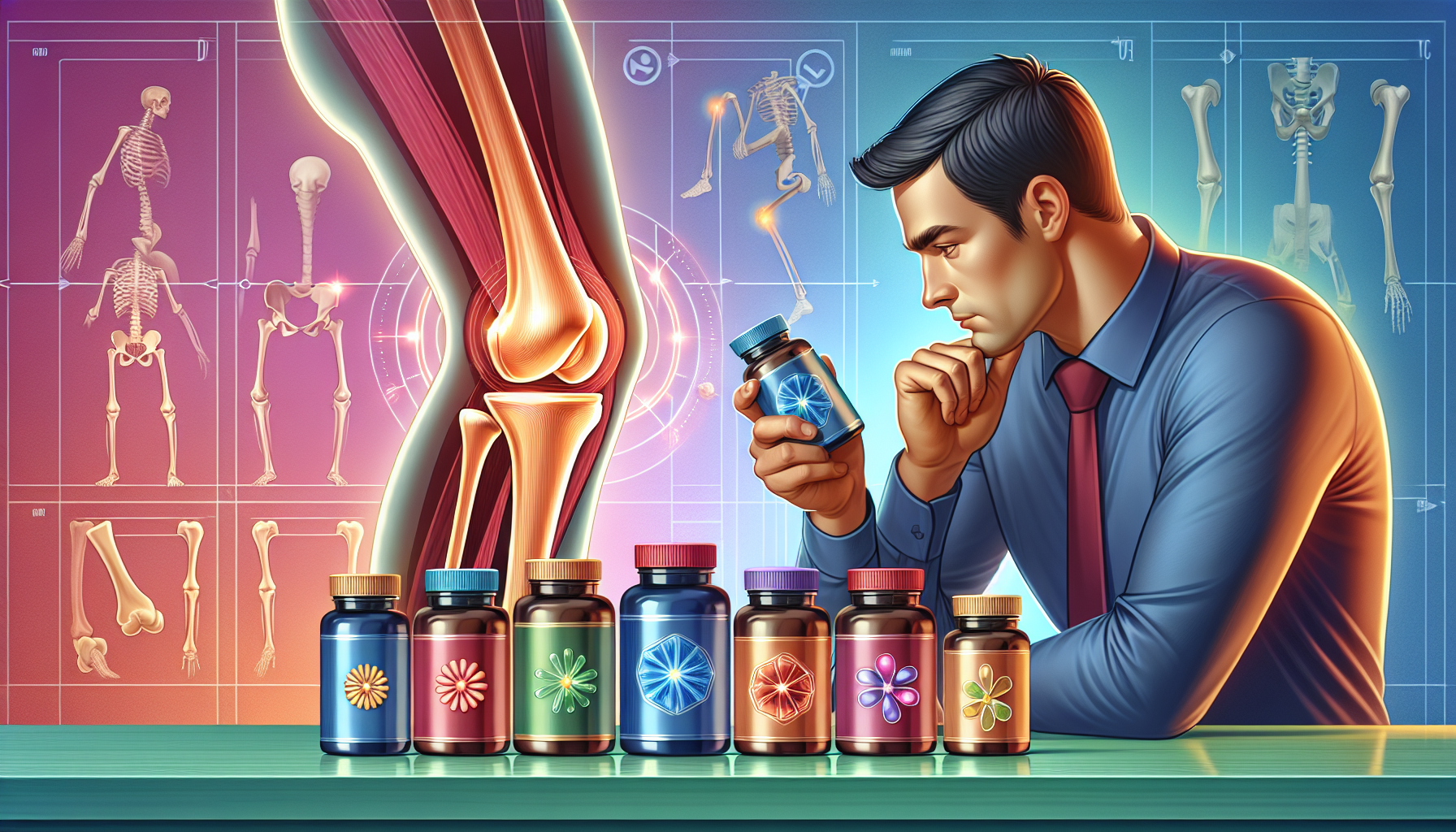 Illustration depicting the selection process for joint supplements for knees.