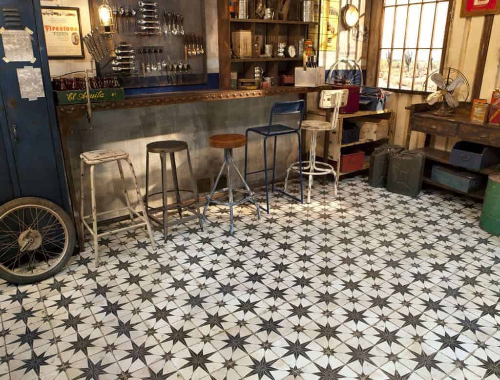 For a modern twist, Future Star tiles by Peronda offer patterned, plain black and white ceramic options.