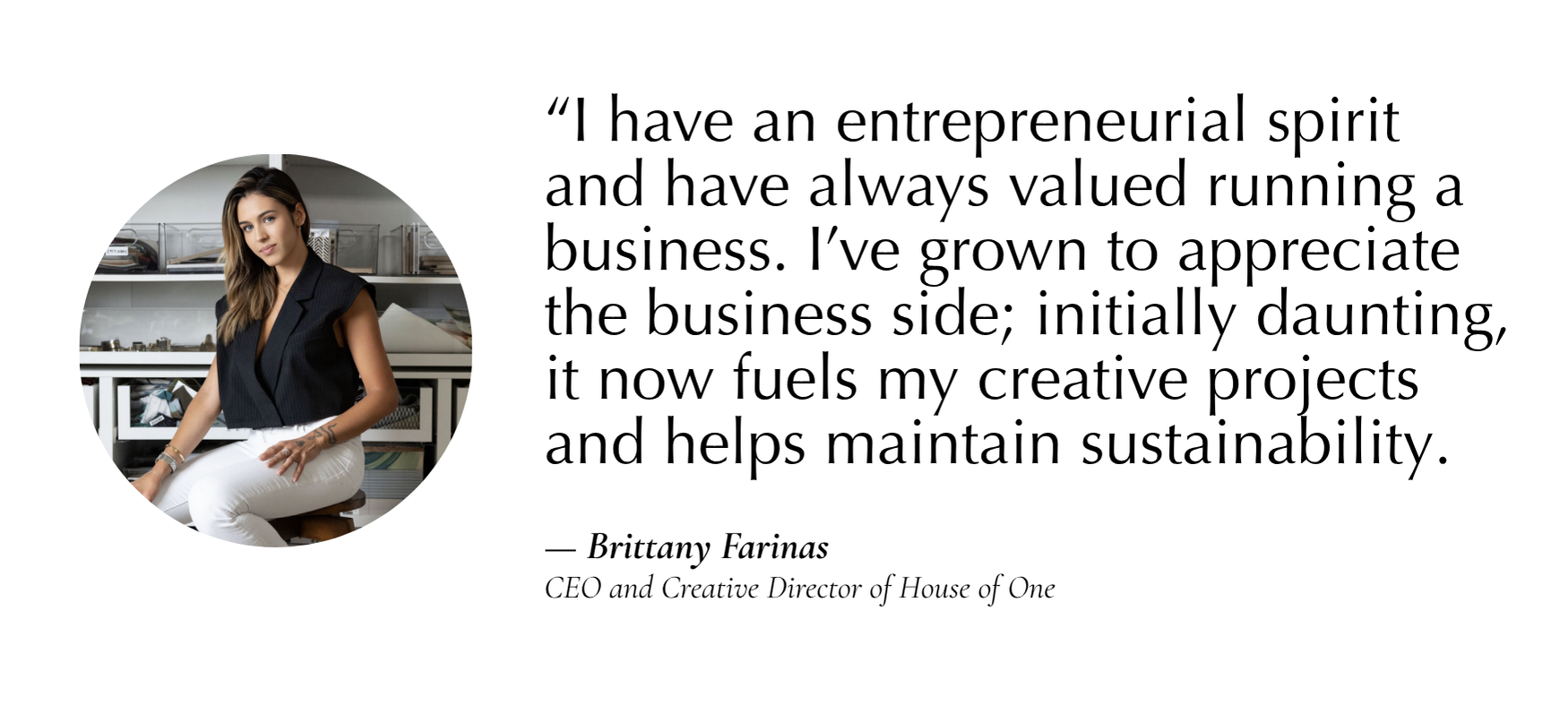 a bubble photo of the person quoted with her quote next to her in black lettering