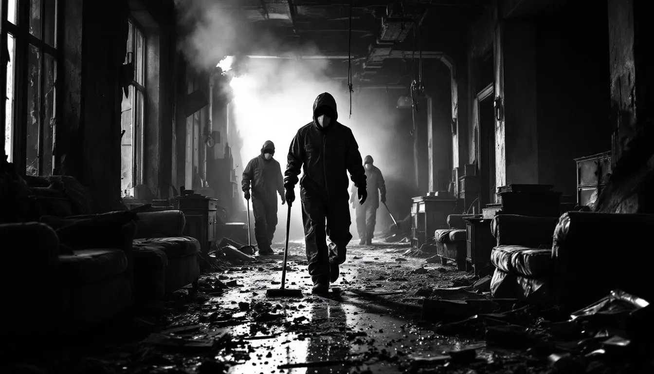 Cleaning and sanitizing after fire damage to restore the property.
