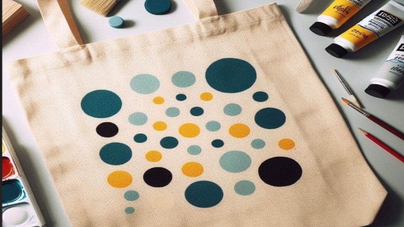 polka dots on tote bag