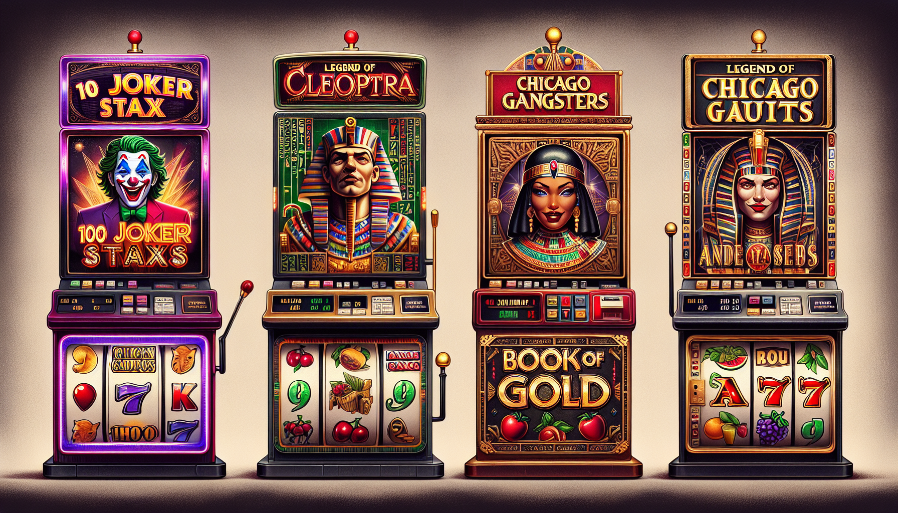 Top 5 Playson Slot Games: 100 Joker Staxx, Legend of Cleopatra, Chicago Gangsters, Book of Gold: Symbol Choice, and Sevens & Fruits