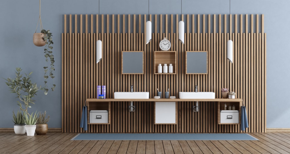 interior wood slat wall ideas for bathroom