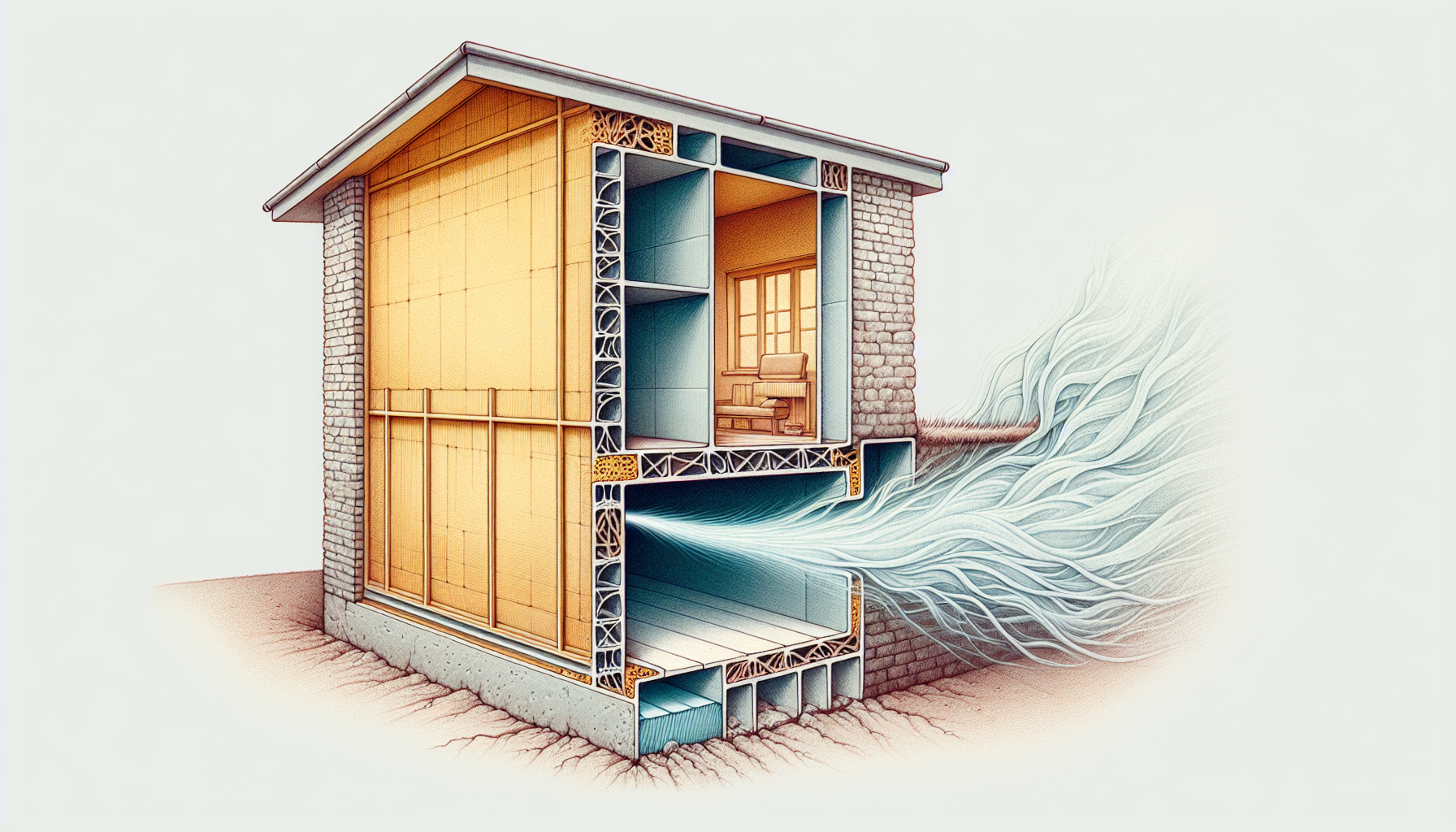 Illustration of air leaks and inadequate insulation