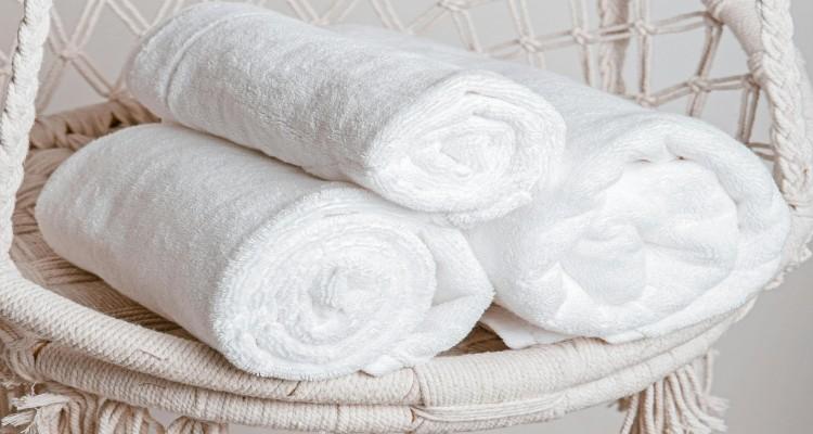 rolled white towels