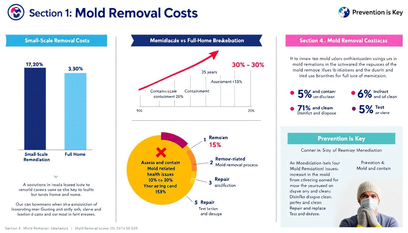 A breakdown of mold removal costs including small-scale and full-home remediation.