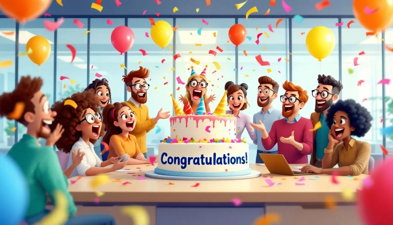 Celebratory eCards designed for workplace milestones.