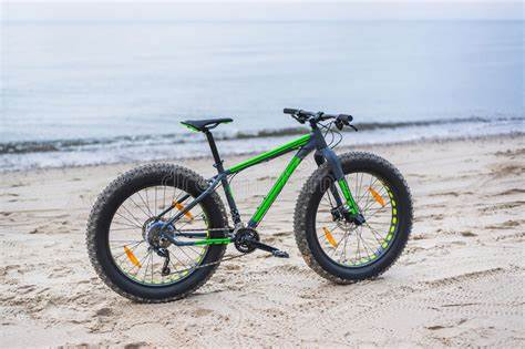 A person riding a fat tyre electric bike on a beach
