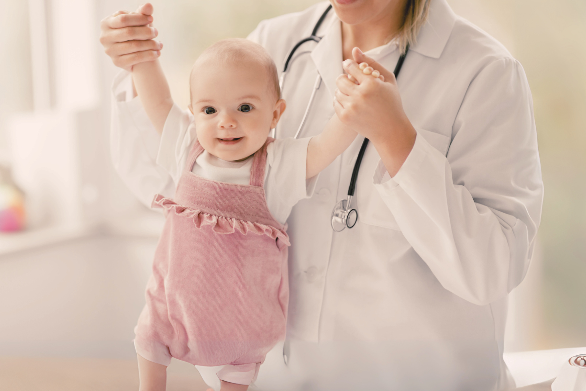 Child being checked by a medical professional