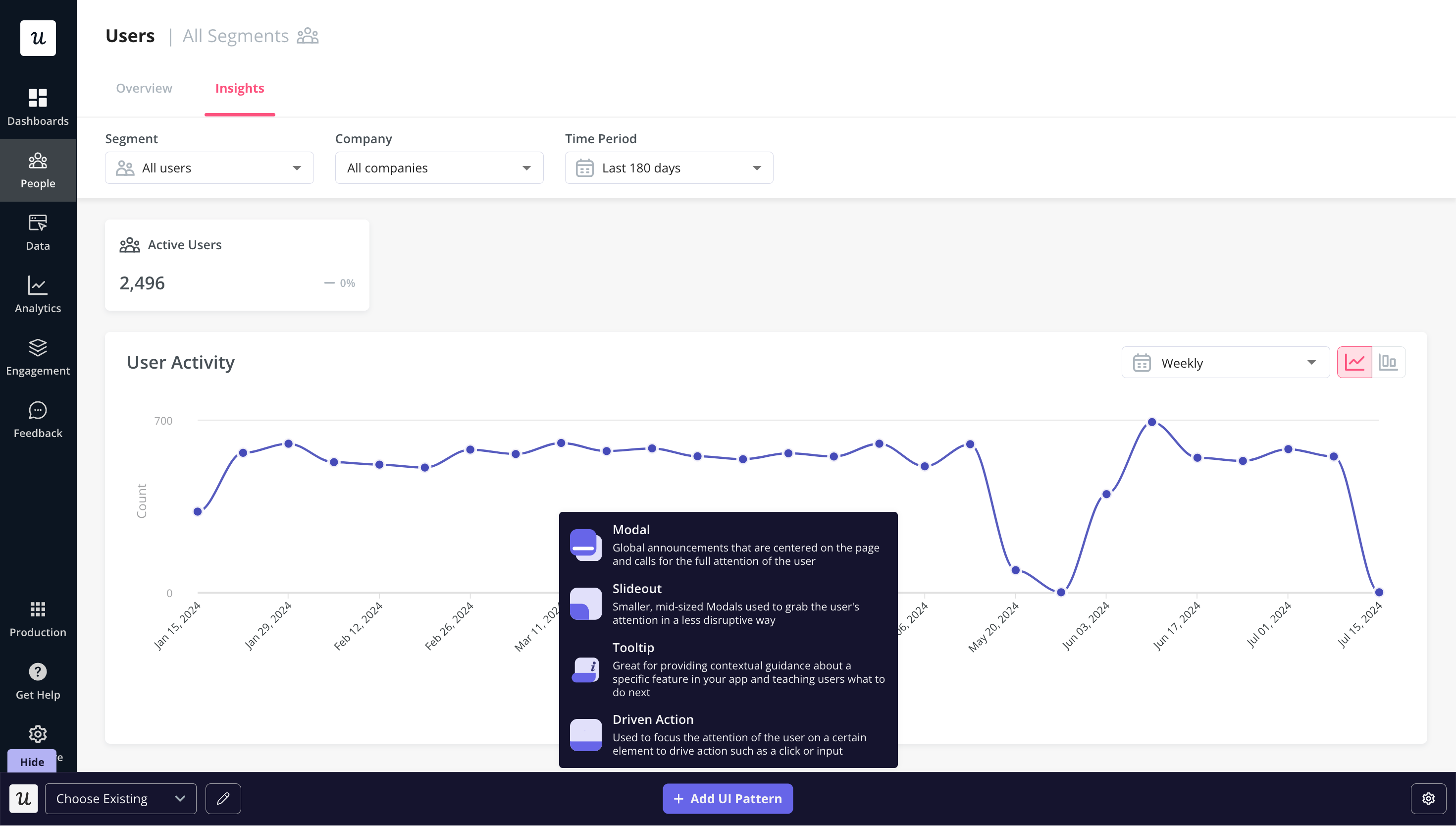 Userpilot's UI patterns.