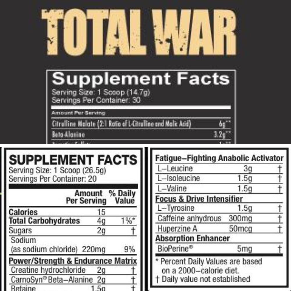 Comparing the caffeine content of Total War Pre-Workout to other pre-workouts