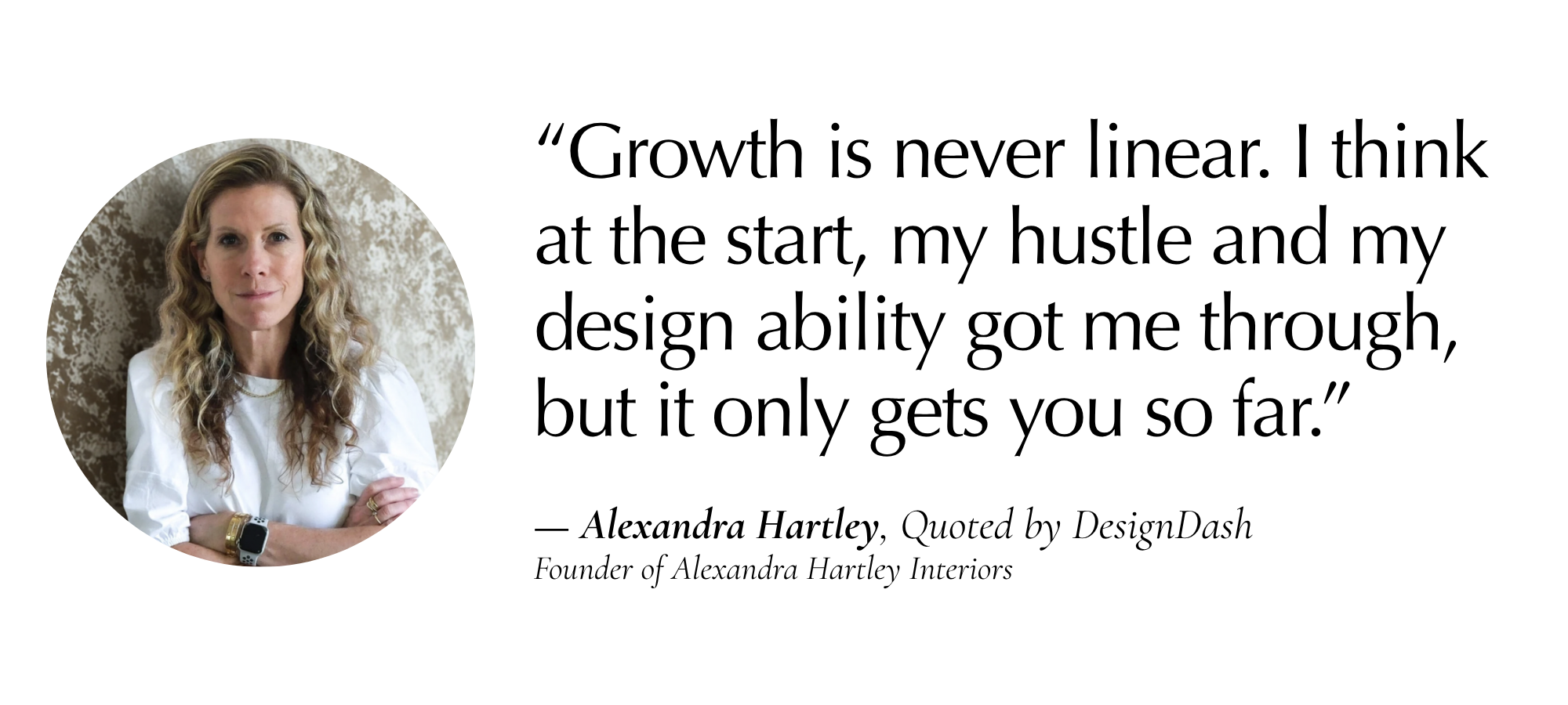 a typed quote with a headshot bubble to the left