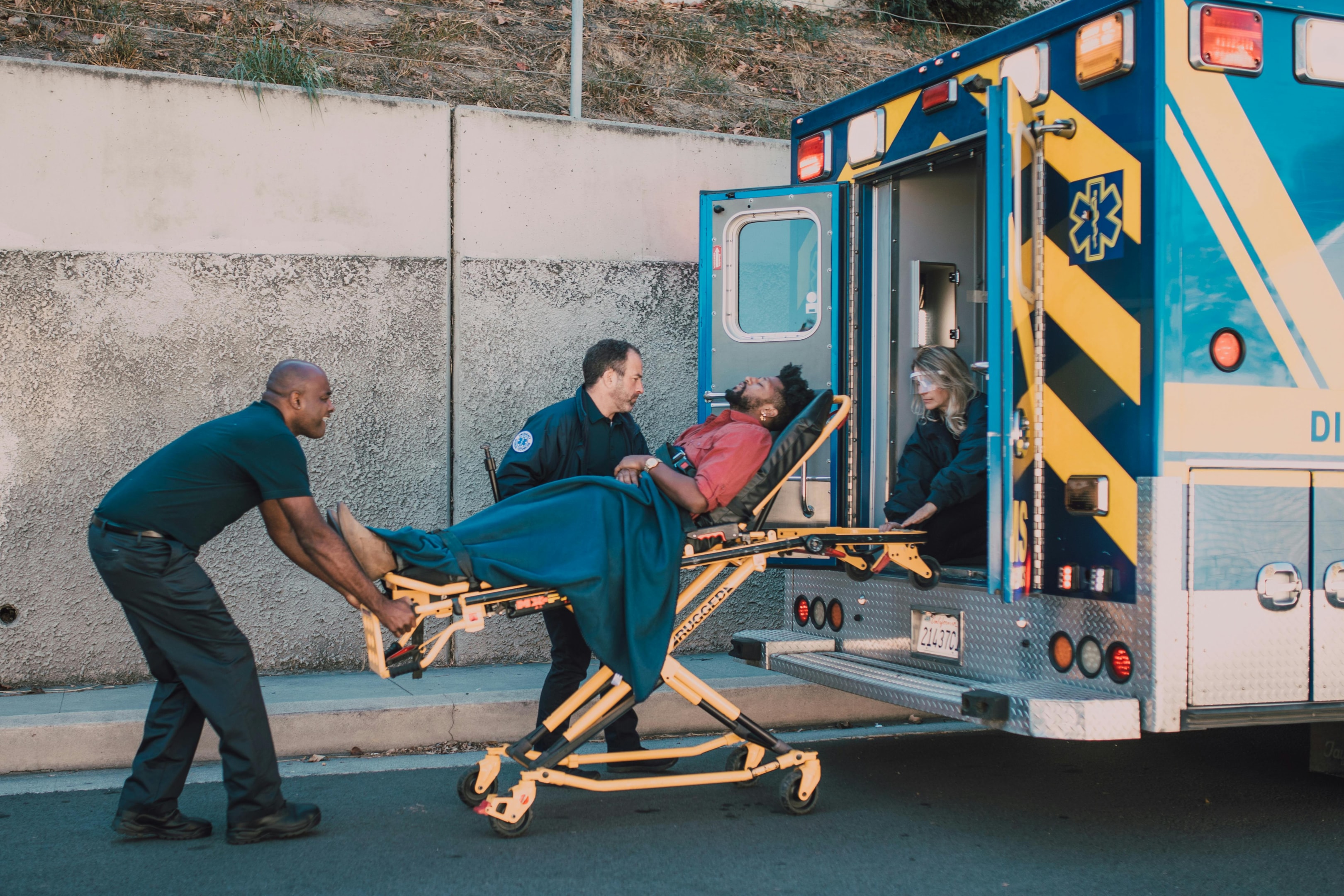 Different features of modern stretchers on display.
