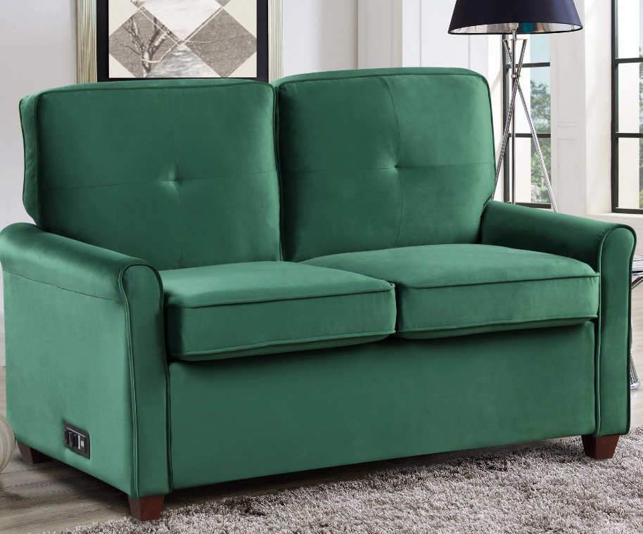 green velvet small couch for bedroom