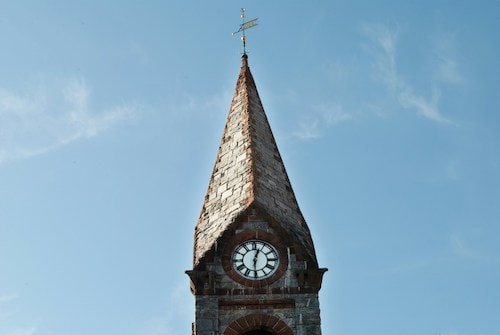 Historic New England clock tower in Amherst, MA