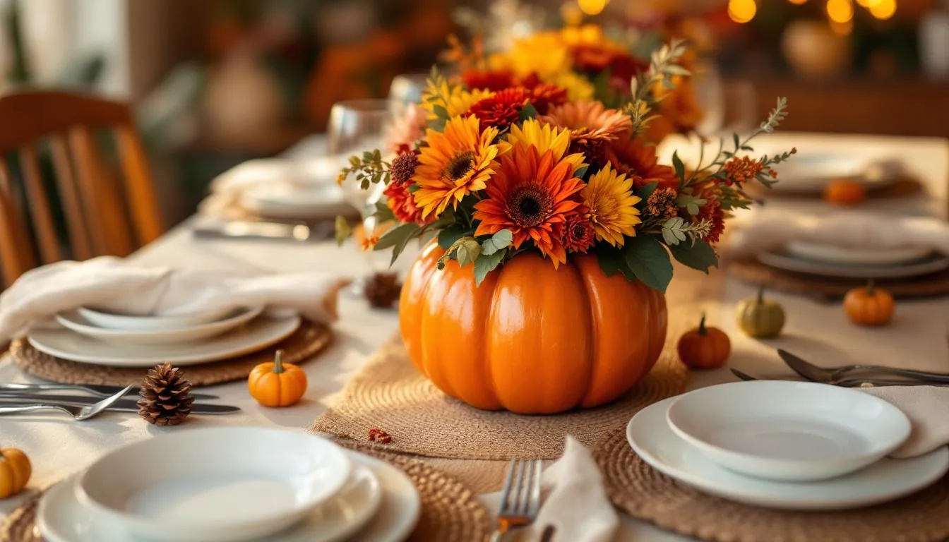 A beautifully decorated Thanksgiving dinner table is set with warm autumn colors and it doesn't break the bank, thanksgiving decor for every budget and price point. Ideas for the fall season you can add to your cart today