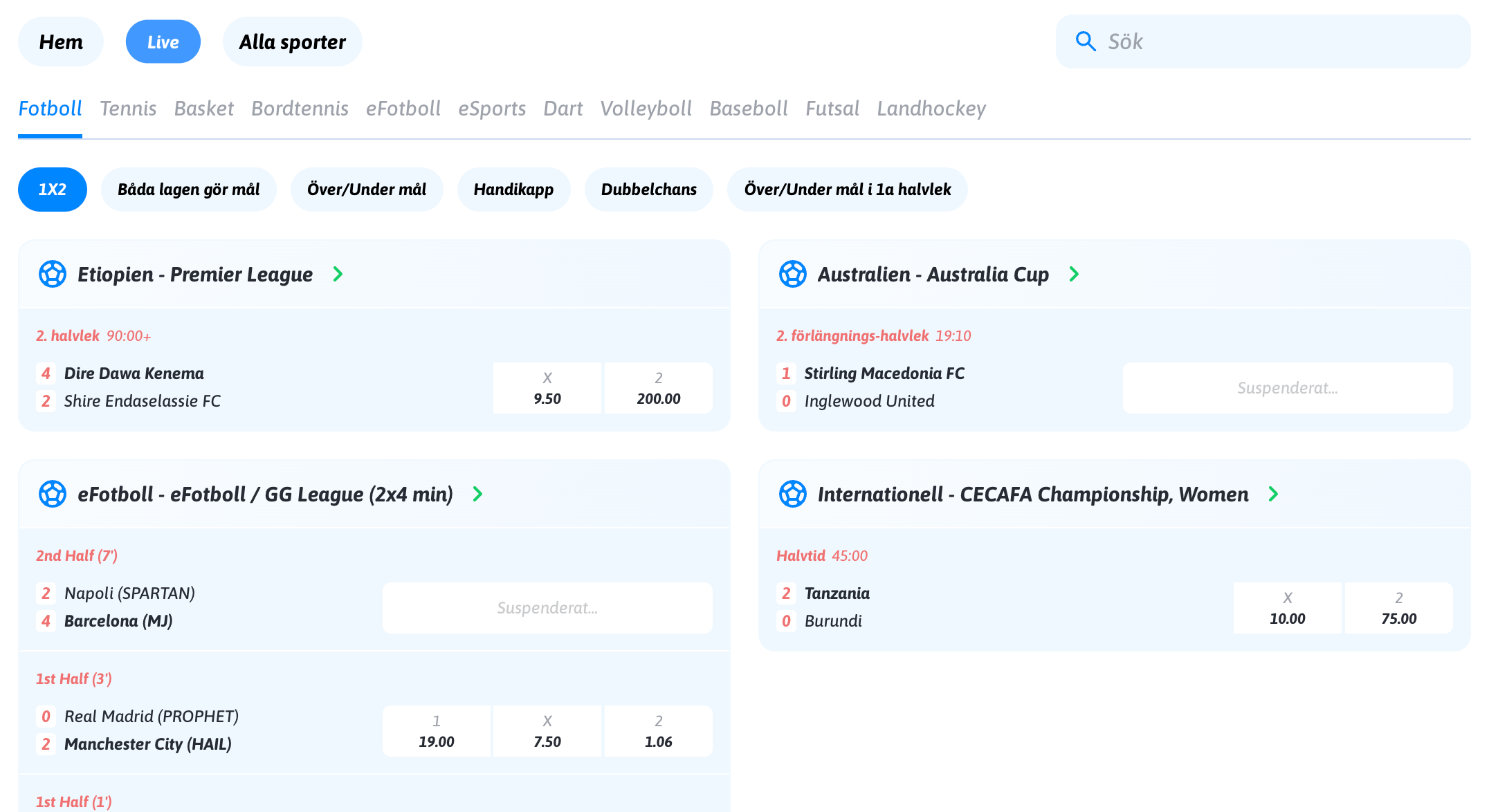 Snabbare live betting