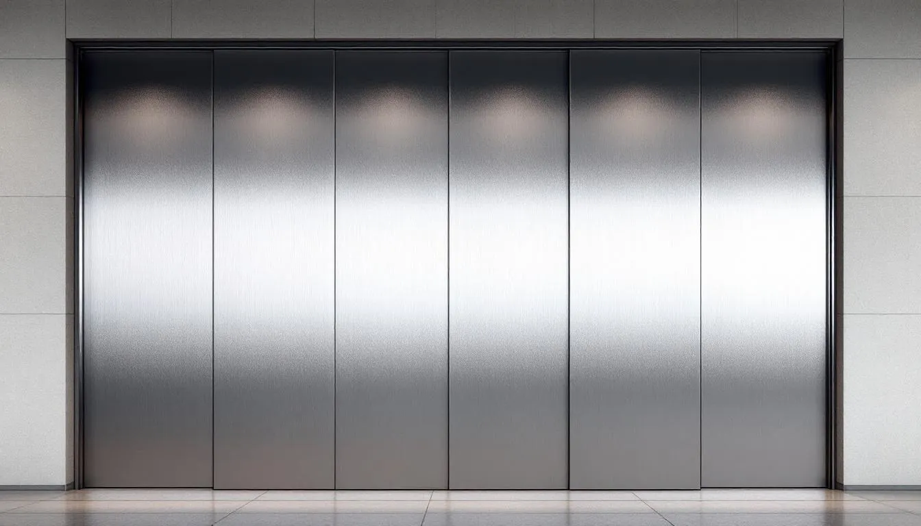 De afbeelding toont een gedeeltelijk geopende harmonicadeur configuratie met 6 panelen, die een strakke uitstraling heeft en maximale lichtinval biedt. De aluminium vouwwand creëert een brede doorgang naar het terras, waardoor een ruimtelijk gevoel ontstaat.