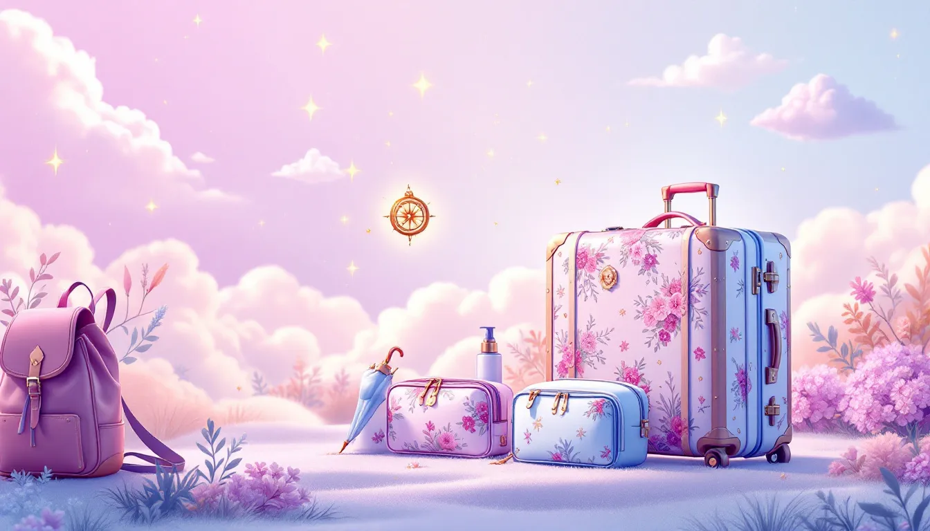 Travel essentials for honeymooners, showcasing luggage and travel gear.
