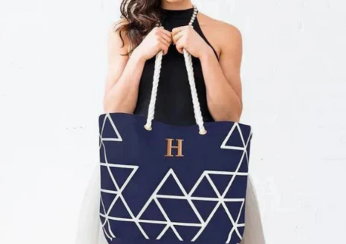 custom tote bag with initial