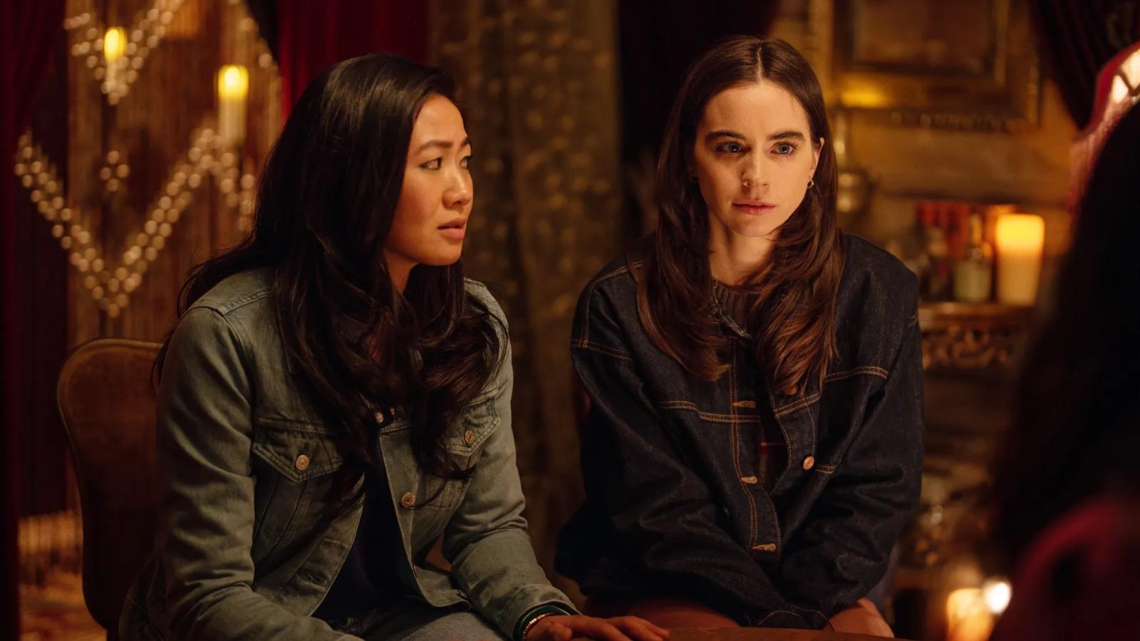 Kelsey Lopes as Ilana and Sarah Desjardins as Callie in Yellowjackets Season 4